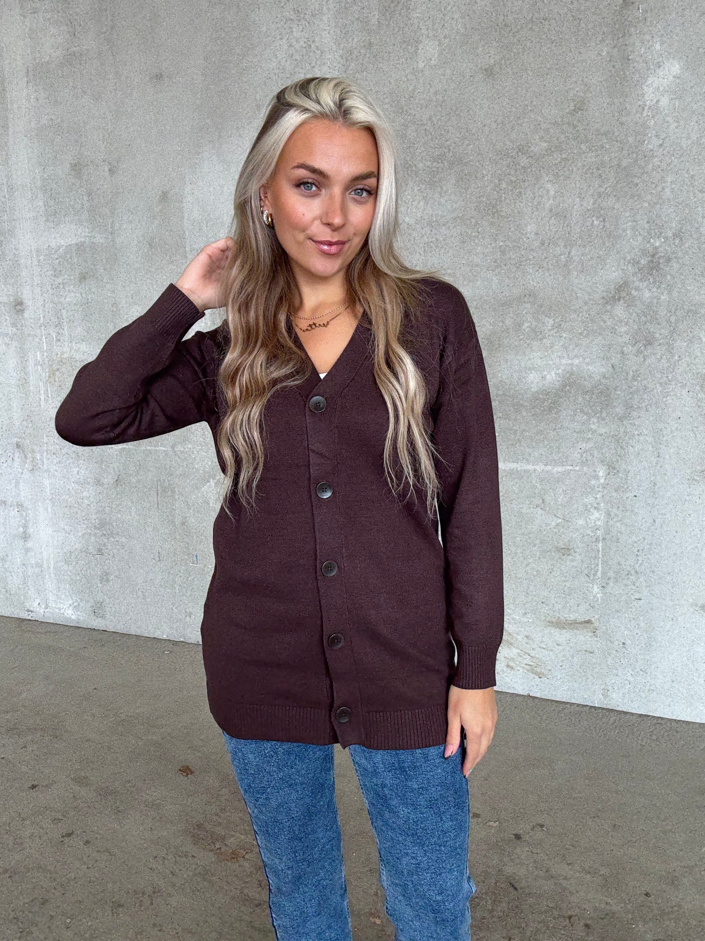 VIPOLLY Knit Cardigan - Coffee Bean